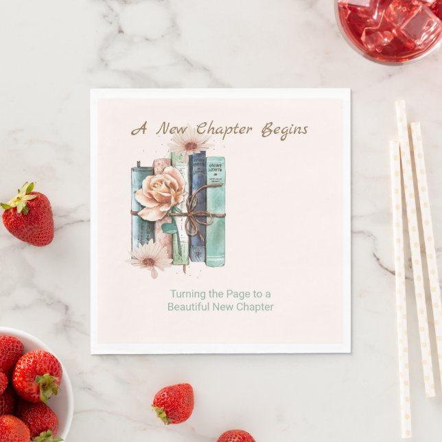 Guardanapo De Papel New Chapter Begins Book Stack Floral  (Insitu)