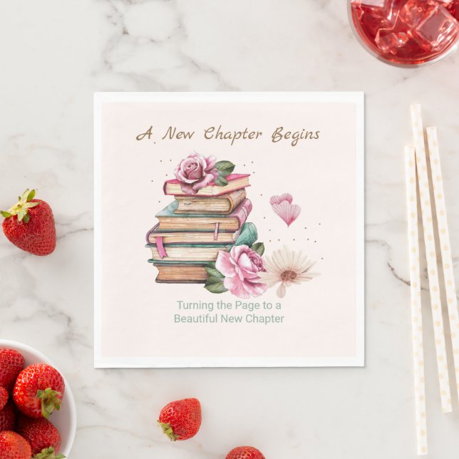 Guardanapo De Papel New Chapter Begins Romantic Book Theme Floral (Insitu)