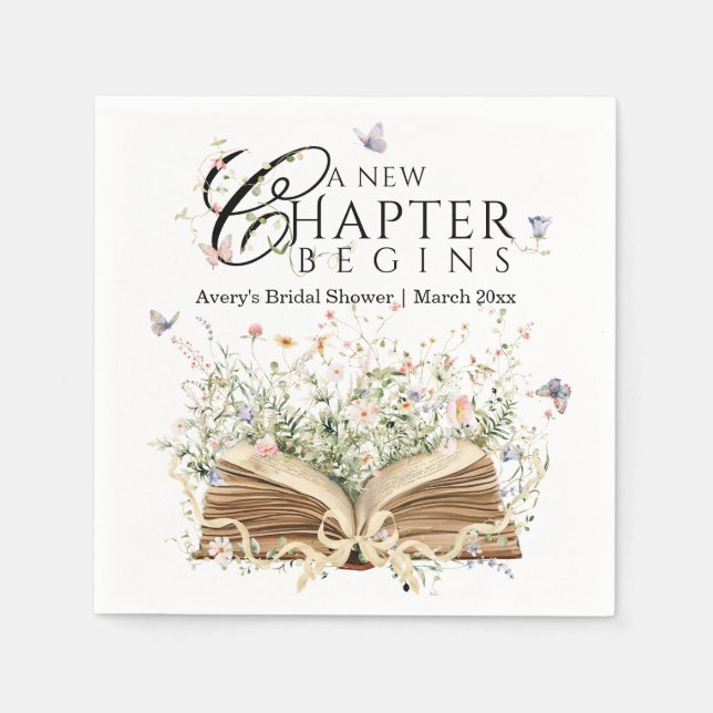 Guardanapo De Papel New Chapter Book Theme bridal shower (Frente)