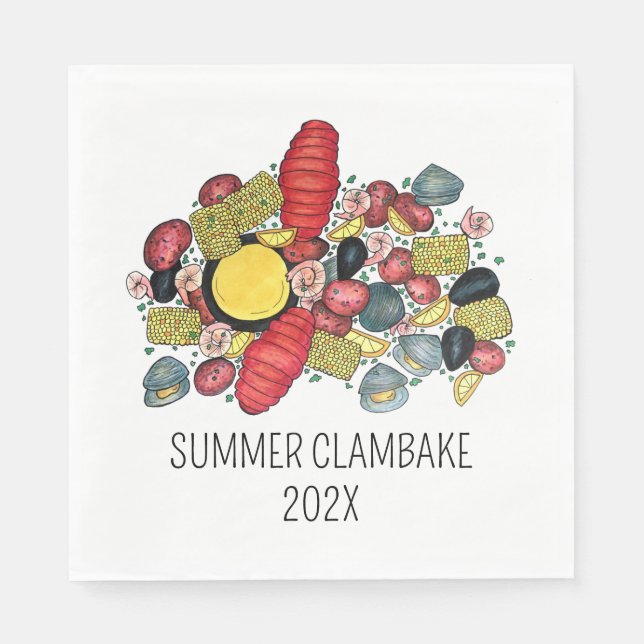 Guardanapo De Papel New England Clambake Lobstake Boil Block Party (Frente)