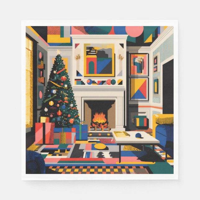Guardanapo De Papel New Wave 1980s Pop Art Christmas Napkins (Frente)