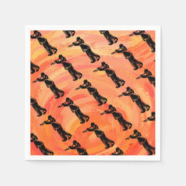 Guardanapo De Papel New York Boogie Nights Trumpet Orange (Frente)