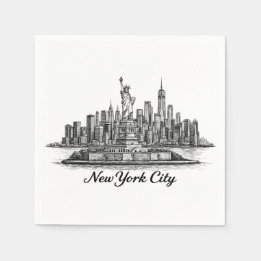 Guardanapo De Papel New York City Skyline Line Art Illustration