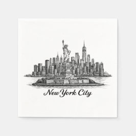Guardanapo De Papel New York City Skyline Line Art Illustration
