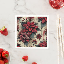 Guardanapo De Papel Newsprint Poinsettia Grunge Art Decoupage Napkins
