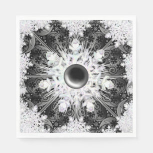 Guardanapo De Papel Nexo preto de rendas cerâmicas e floco de neve