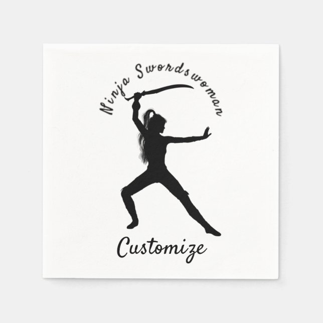 Guardanapo De Papel Ninja Swordswoman Silhouette Thunder_Cove (Frente)