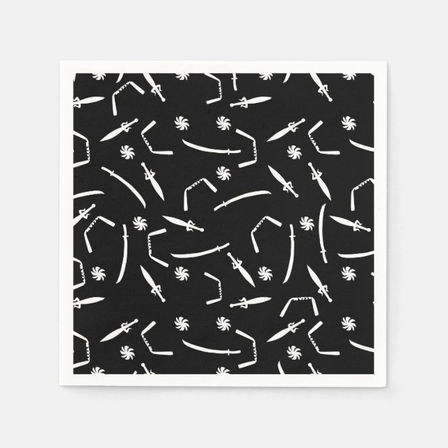 Guardanapo De Papel Ninja Warrior Party Black and White (Frente)