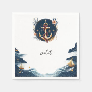 Guardanapo De Papel Nó Barco Navio Azul Marinho Chuveiro de Noiva Náut