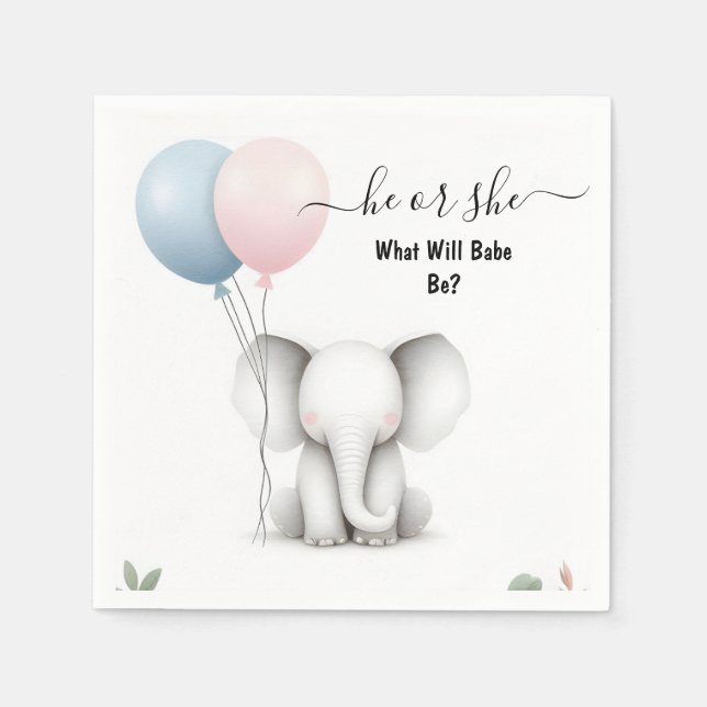 Guardanapo De Papel No Big Zoo Baby White Elephant Birth Reveal (Frente)
