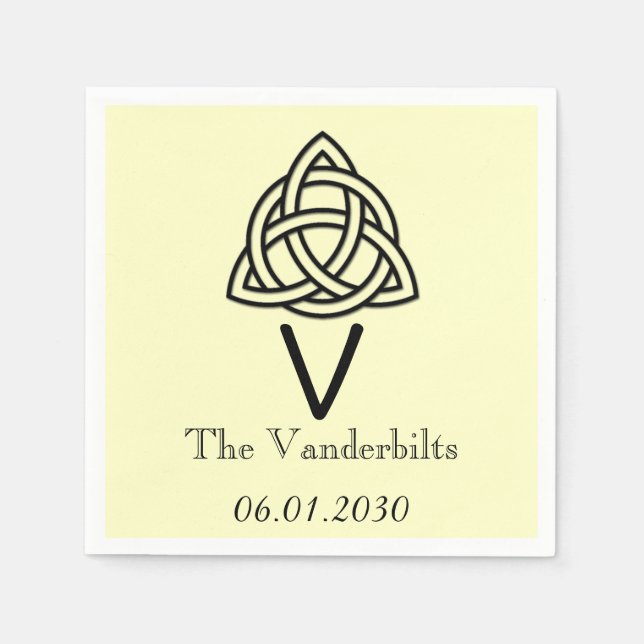 Guardanapo De Papel Nó Celta no Casamento do Monograma de Preto e de M (Frente)