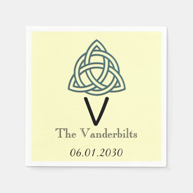 Guardanapo De Papel Nó Celta no Casamento do Teal e do Monograma de Ma (Frente)