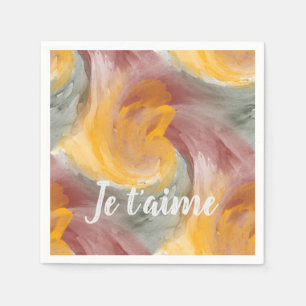 Guardanapo De Papel No Love French Autumn Watercolor Paint Swirls