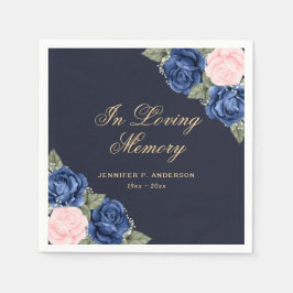 Guardanapo De Papel No Loving Memory Blue Pink Floral Funeral