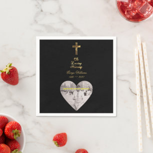 Guardanapo De Papel No Loving Memory Ouro Cross Heart Shape Photo
