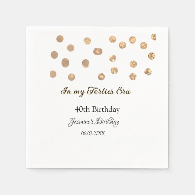 Guardanapo De Papel No meu aniversário de 40, ouro pontos feliz (Frente)