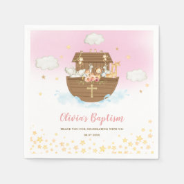 Guardanapo De Papel Noah's Ark Cute Animal Girl Baptism Christening