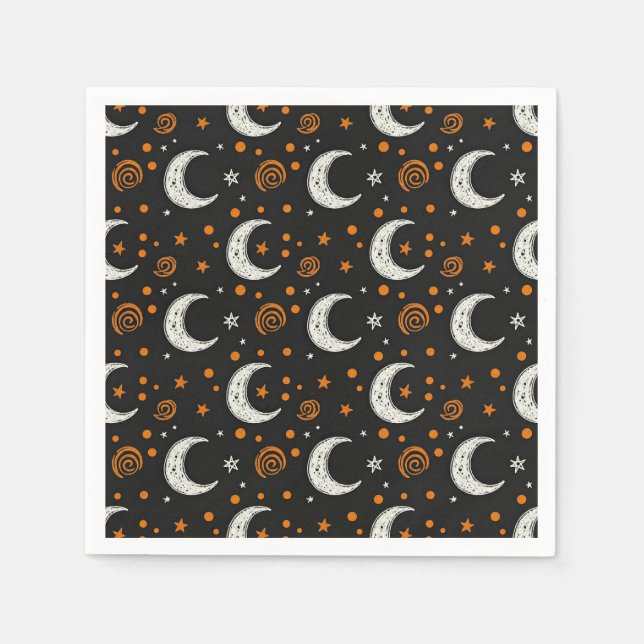 Guardanapo De Papel Noite Caprichosa Céu Lua Crescente Halloween  (Frente)