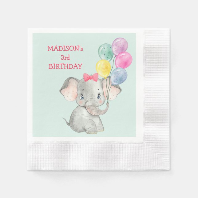 Guardanapo De Papel Noite de Balões do Partido Elefante Bonito (Frente)