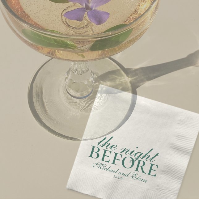 Guardanapo De Papel Noite do Jantar de Ensaios Antes do Casamento Verd (Modern Elegant Sage Green Wedding Suite Theme with options to personalize for your special day.)