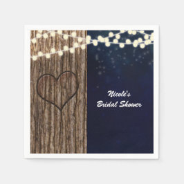 Guardanapo De Papel Noite Rústica Coração em Árvore Casamento