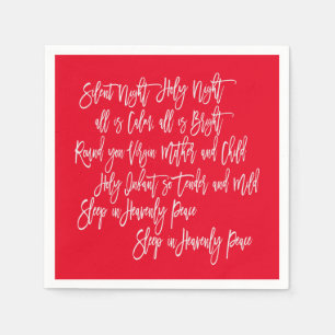 Guardanapo De Papel Noite Silenciosa Natal Carol Letras Vermelho Branc