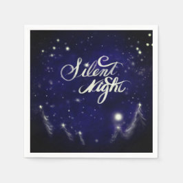 Guardanapo De Papel Noite silenciosa, noite santa - Cena de neve brilh