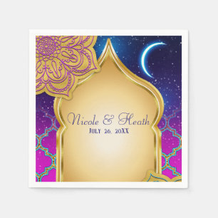Guardanapo De Papel Noites Árabes da Lua Azul Glamouroso Casamento Rox