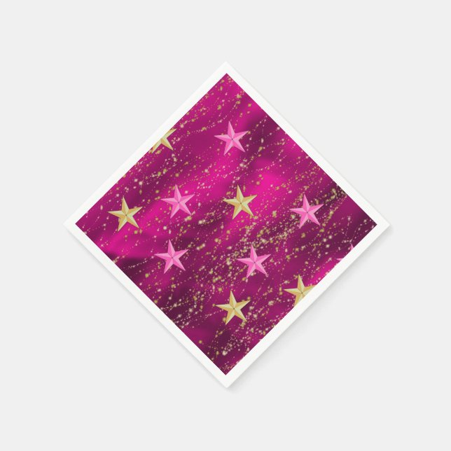 Guardanapo De Papel Noites árabes, estrelas magenta e Douradas (Canto)