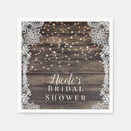 Guardanapo De Papel Noiva Casamento Rustico Cinza Marrom Madeira Renda