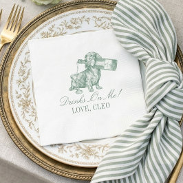 Guardanapo De Papel Noiva Champanhe Dachshund Verde Sage Preppy