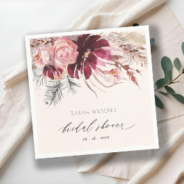 Guardanapo De Papel Noiva de Borgoña Floral Pampas Grass Chá de Bebê