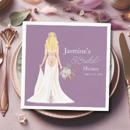 Guardanapo De Papel Noiva de Cabelo Loiro Boho com Flores