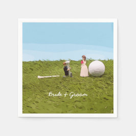 Guardanapo De Papel Noiva de golfe e noivo com casamento de tênis de g