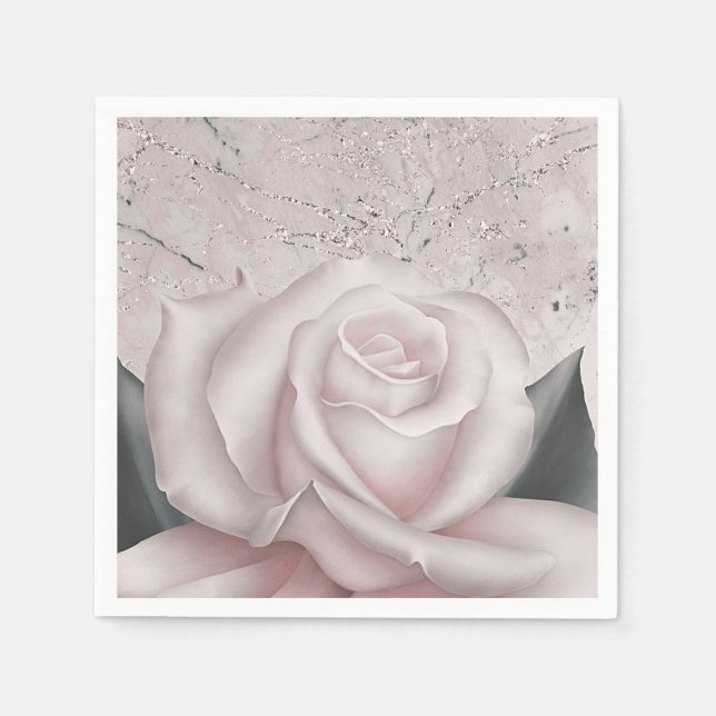 Guardanapo De Papel Noiva de Mármore Moderno Glam Rosa Branco Ruboriza (Frente)
