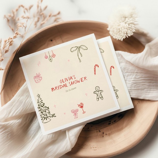 Guardanapo De Papel Noiva de Natal Desenhada à Mão  (Criador carregado)