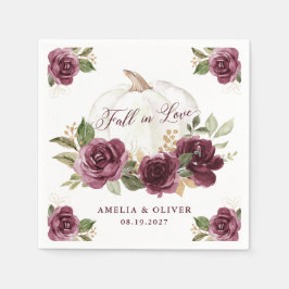 Guardanapo De Papel Noiva de Outono de Abóbora Burgundy Floral Apaixon