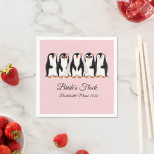 Guardanapo De Papel Noiva de Pinguim Fofo - Despedida de Solteira Rosa
