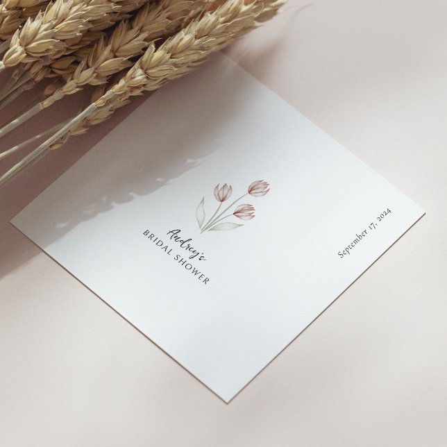 Guardanapo De Papel "Noiva de Verdade" Tulipa Aquarela Rosa e Branca (Personalized Bride to Be Pink & White Watercolor)