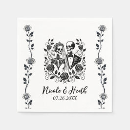 Guardanapo De Papel Noiva de Videira de Rosa Floral Esqueleto Preto Br