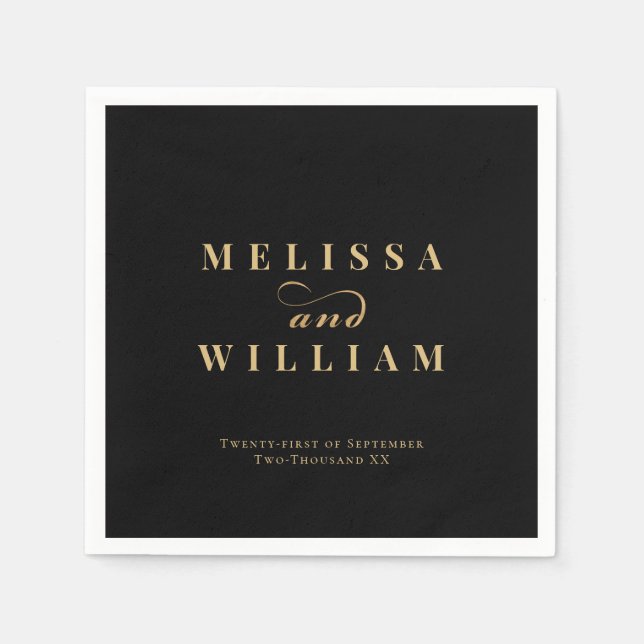 Guardanapo De Papel Noiva Dourada negra e casamento de noivas (Frente)