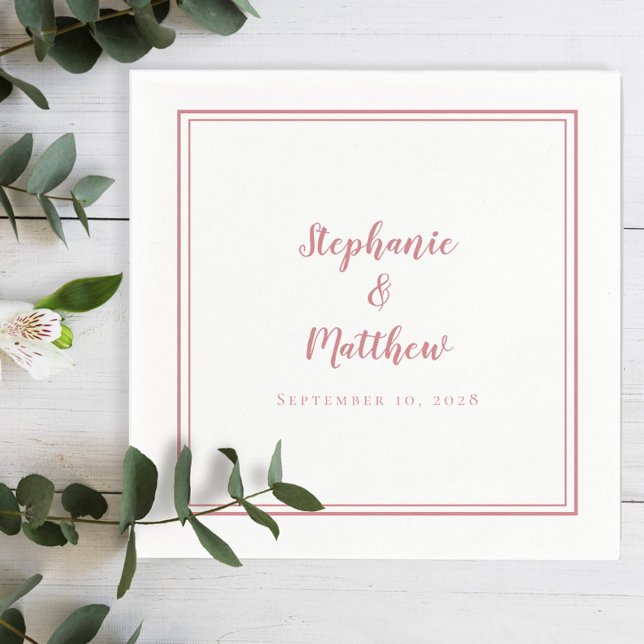 Guardanapo De Papel Noiva e Noivo Simples Moderno em Rosa Empoeirado e (Criador carregado)