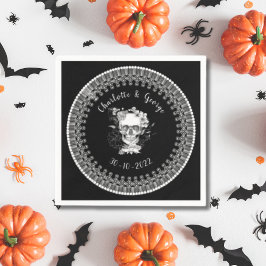 Guardanapo De Papel Noiva Floral Gótico Preto e Branco Halloween Casam