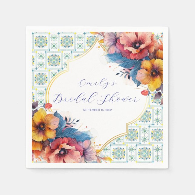 Guardanapo De Papel Noiva Mediterrânea Floral Elegante (Frente)