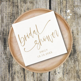 Guardanapo De Papel Noiva Moderna Dourada Script & Branco