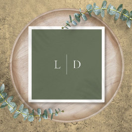 Guardanapo De Papel Noiva Monograma Minimalista Elegante Verde Oliva