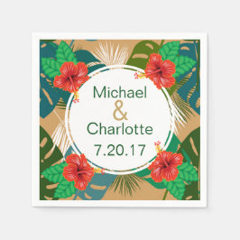 Guardanapo De Papel Noiva & Noivo Hibisco Vermelho Havaiano Luau