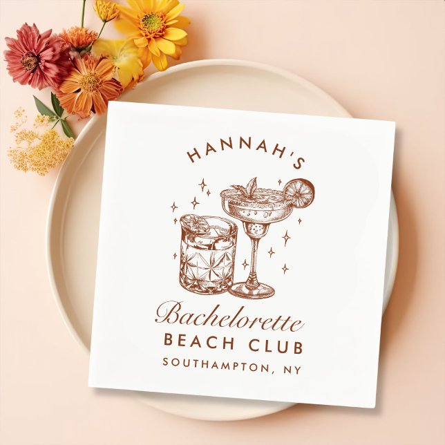 Guardanapo De Papel Noiva Personalizada Cocktail Retro Marrom (Criador carregado)