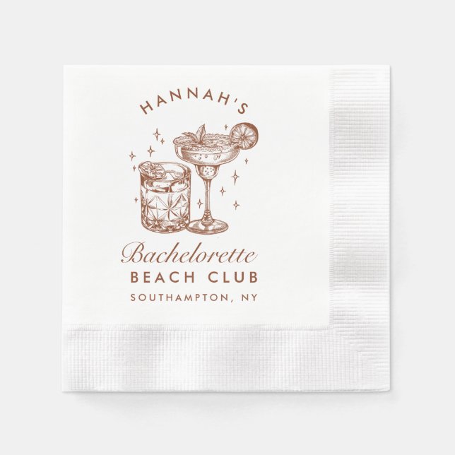 Guardanapo De Papel Noiva Personalizada Retro Cocktail Marrom (Frente)