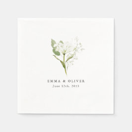 Guardanapo De Papel Noiva Personalizada Verde Salvia Orgânica Botânica
